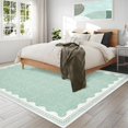 thumbnail image 3 of Nanan 3'x5' Scalloped Edge Area Rug, Machine Washable Low-Profile Woven Carpet, Non-Slip Soft Textured Rug for Living Room Bedroom Nursery Home Decor,Green, 3 of 7