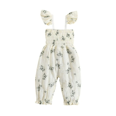 

ELF 0-2Y Baby Girl Overalls Summer Romper Floral/Dinosaur Print Fly Sleeve Jumpsuit for Newborn Toddler Clothes