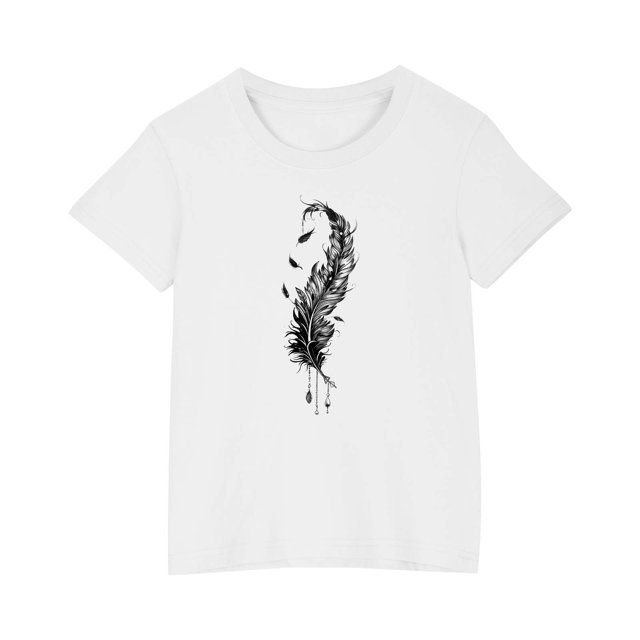 RXIRUCGD 2025 Vêtements d'Été pour Enfants T-shirt Imprimé Mode Mignon Col Rond Manches Courtes