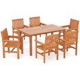 thumbnail image 2 of Costway 7 PCS Patio Wood Dining Table Set with 2" Umbrella Hole Outside Furniture Set, 2 of 10