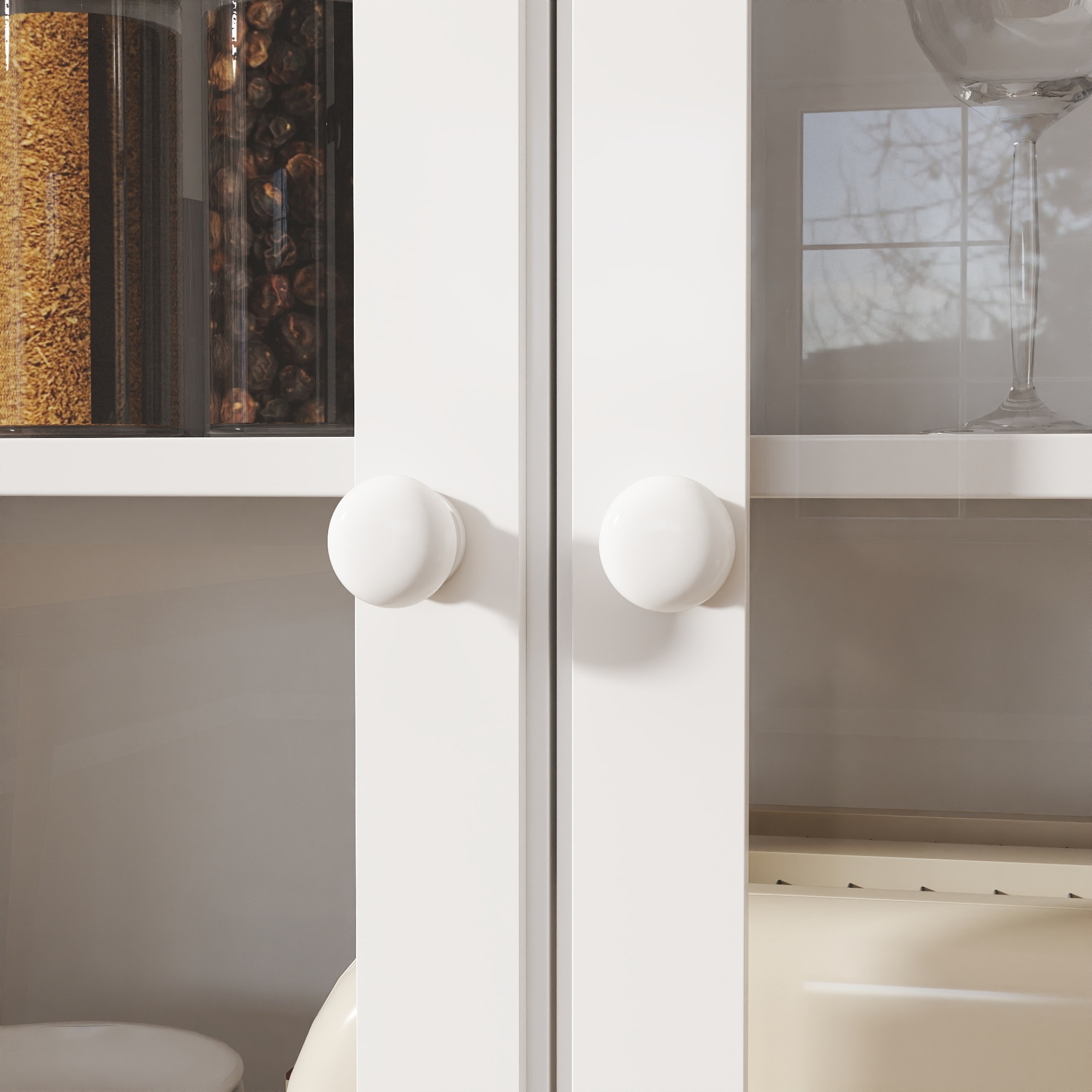 42"H Kitchen Storage Cabinet,Farmhouse Buffet Sideboard with 2 Drawer & 2 Doors,Pantry Cabinet Entryway Cabinet Coffee Bar for Dining Room Living Room,White