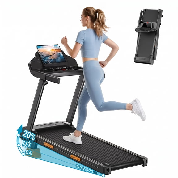 LEZEE 4 in-1 Treadmill for Home, Foldable with 20% Incline, 12 km/h Running Speed, with 3.0HP Motor , Capacity 300lbs