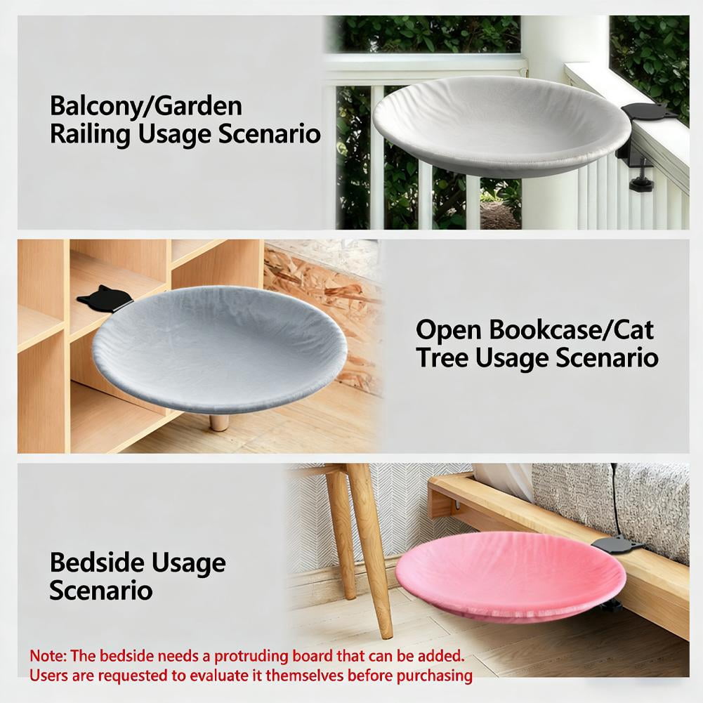 AGIUFGS Cat Hammock with Perch, Drill-free Clamp Installation, for Window Sills and Bookshelves