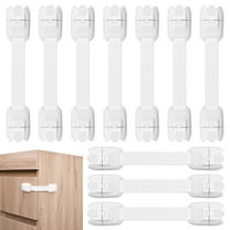 Qweryboo 10 Pcs Baby Safety Locks for Cabinets, Adjustable Cabinet Locks for Babies with Adhesive Tape, No Drilling for Latching to Drawer Door Fridge Oven Toilet Seat