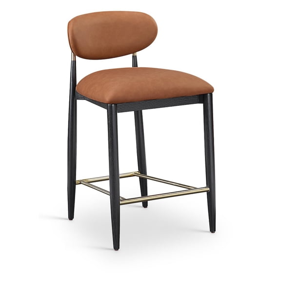 Meridian Furniture Riccio Cognac Vegan Leather Upholstered Stool