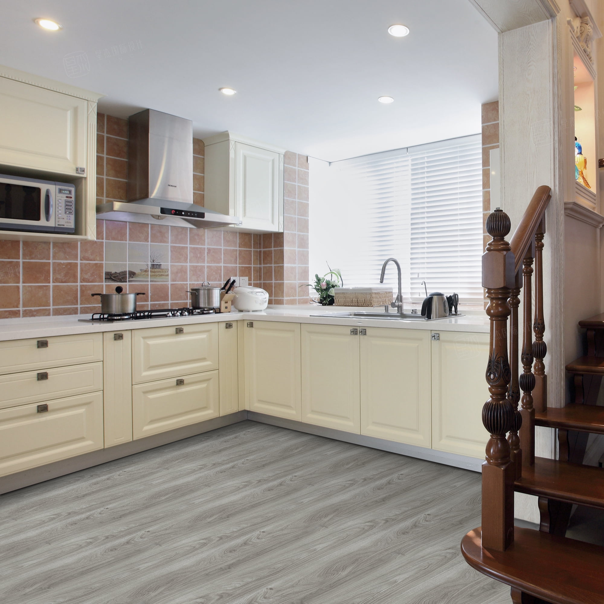 UMIGGEE Gray Peel and Stick Vinyl Flooring Roll 15.7-in x 236-in/25.7 Sq.Ft Thicken Self-Adhesive Vinyl Wood Grain Floor Wear-Resistant Easy DIY Install Home Decor