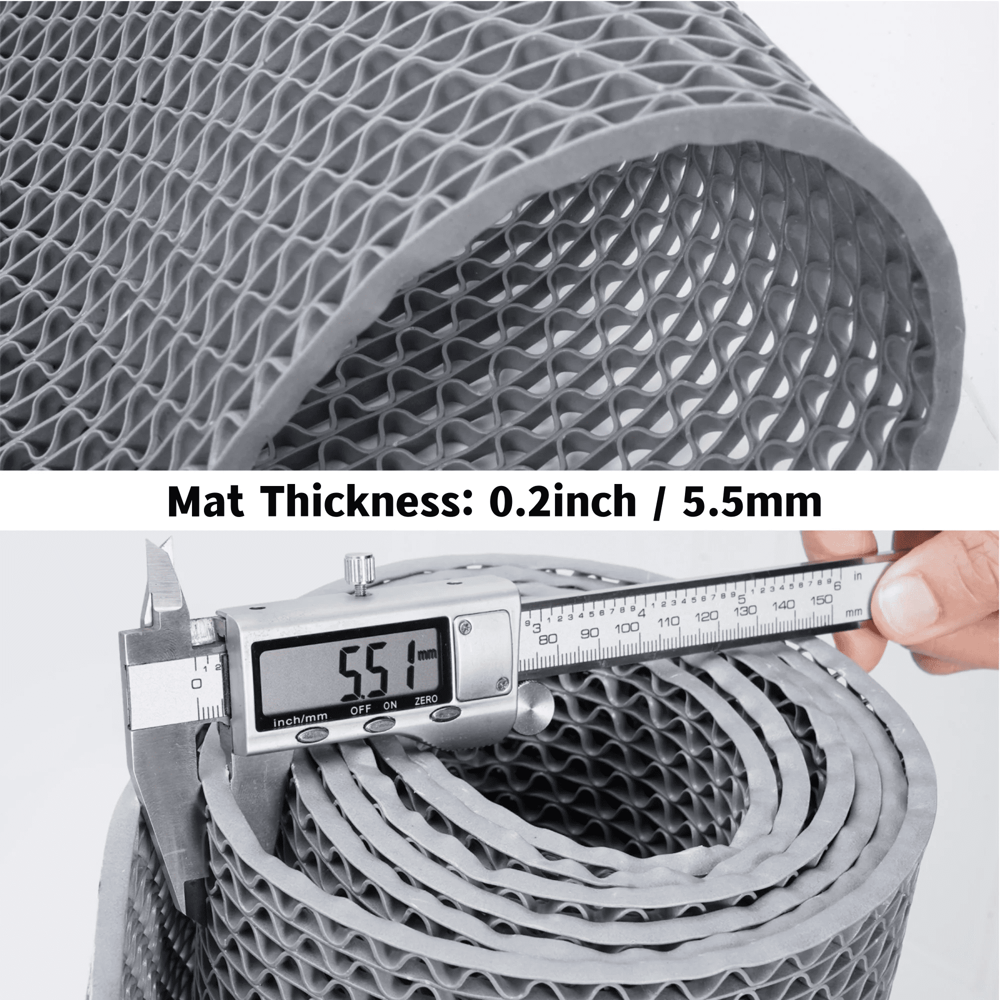 OVYEOFR Pool Mat for Floor Safety –3 x 10Ft PVC S-Shaped Non-Slip Drainage Mat Doubles as Garage Floor Tiles & Outdoor Rug Waterproof （Gray)