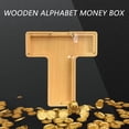 thumbnail image 4 of Tarro De Ahorro Caja de ahorro creativa 26 Alfabeto inglés Caja de almacenamiento de dinero de madera Tarro (T), 4 of 6