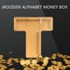 thumbnail image 1 of Tarro De Ahorro Caja de ahorro creativa 26 Alfabeto inglés Caja de almacenamiento de dinero de madera Tarro (T), 1 of 5