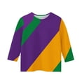 thumbnail image 3 of CLOISE Purple Mardi Gras Kids White T Shirt 3/4 Sleeve Girl Boys Toddler Crew Neck Tops Print Casual Fashion Fall Winter Clothes 4T, 3 of 5