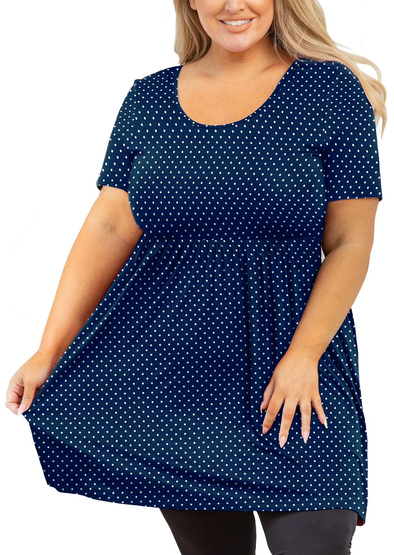 Short Sleeves Tops Scoop Neck Tunic 