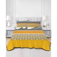 thumbnail image 2 of Quilts King Size Bedding Set, Yellow Grey Stripes Lightweight Quilted Comforter, Abstract Lines Geometric Modern Art Soft Reversible Bedspread Coverlet with Pillow Covers for All Season, 96" x 106", 2 of 7