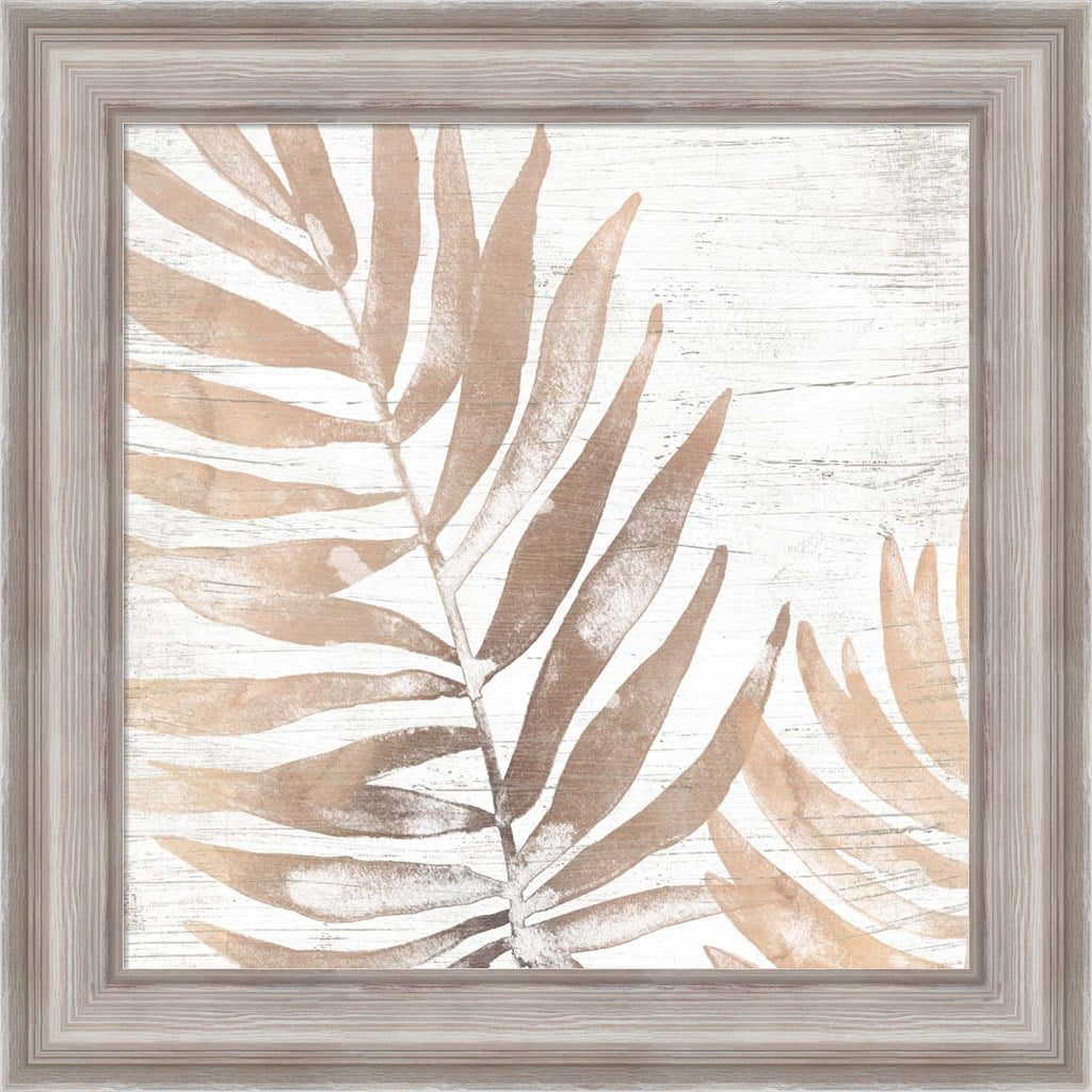 Neutral Palm Fossil II Framed Wall Art with Weathered White Frame