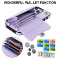 thumbnail image 4 of ELEHOLD for iPhone 11 Multi-Functional Wallet Case Organ Card Slots RFID Blocking Stand Function Wrist Strap Crossbody Shoulder Strap Shockproof Purse Case,purple, 4 of 8