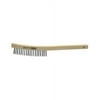 Weiler 44058 0.012" Wire Size, 6" Brush Length, 14" X 1-1/8" Block Size, 4 X 18 No. Of Rows, Steel Bristles, Hardwood Block, Curved Handle Scratch Brush With Scraper, Made in the USA