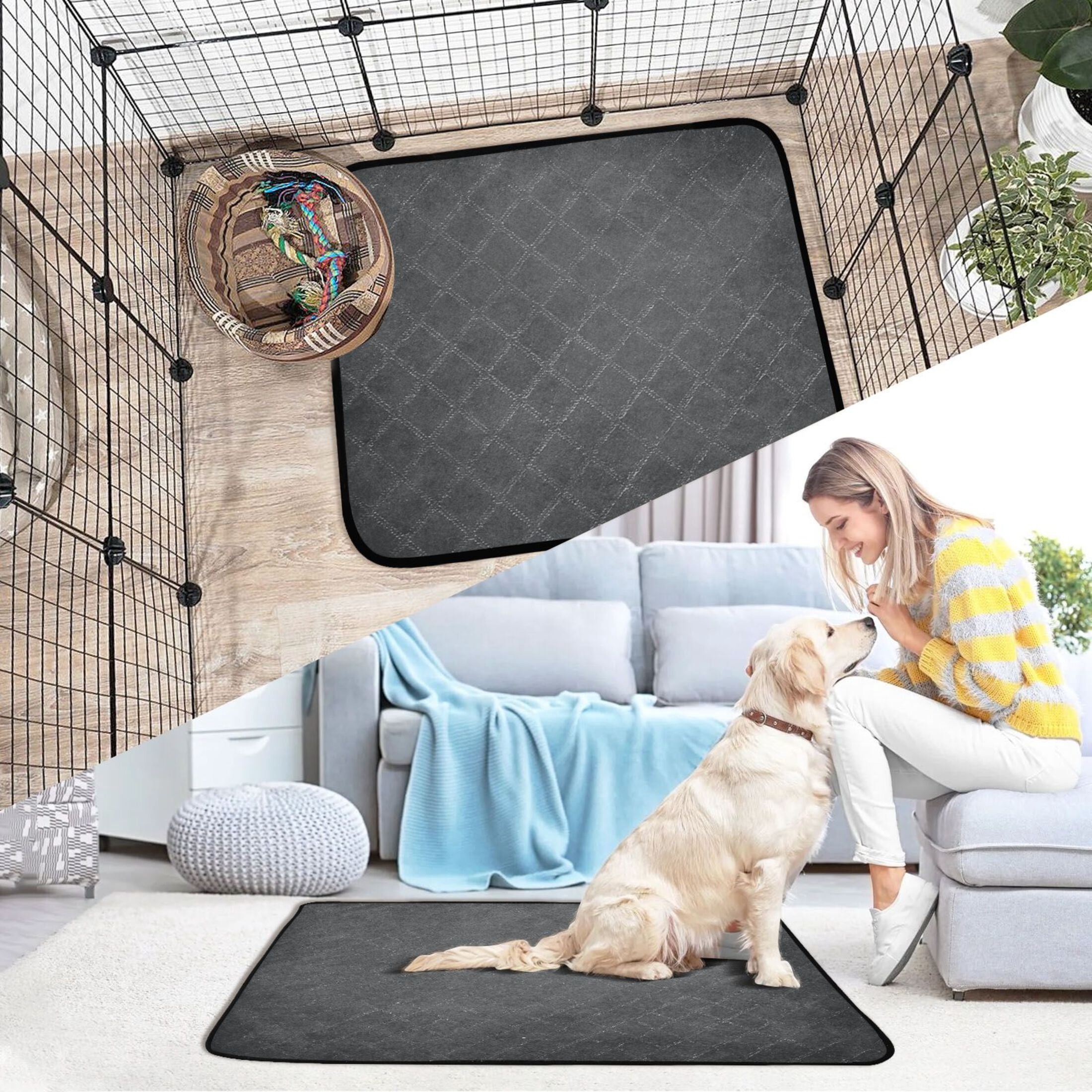 IAUYY Washable Pee Pads for Dogs Smallx3 Absorbent and Leak-Proof Non-Slip Reusable Puppy Pee Pads for Dogs Applicable to Playpen Potty Crate There Are No Highlights