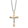 thumbnail image 3 of Stainless Steel Curb Necklace with Pendants Chain Chisel Polished Yellow IP-plated Crucifix Pendant on a 24 inch 36.57 mm, 3 of 5