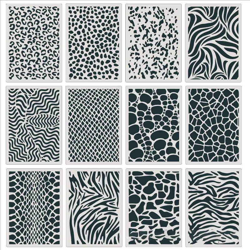 12 Pack Animal Print Painting Stencils Reusable Leopard Print Drawing  Templates for DIY Lovers Kids Women Men Students 