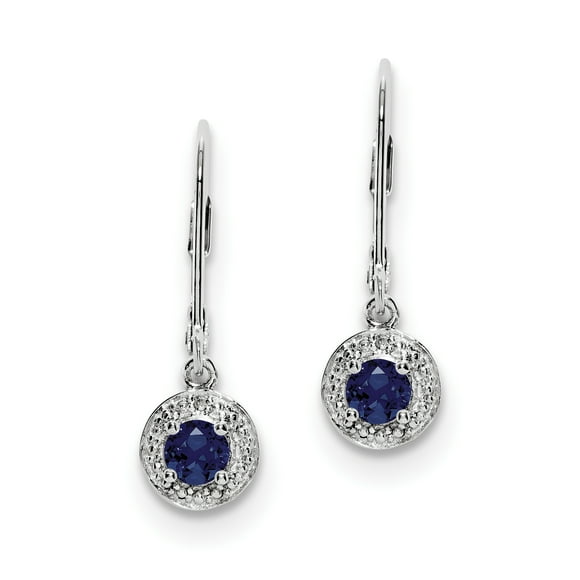 Sterling Silver Rhodium-plated Diam. & Created Sapphire Earrings QBE11SEP