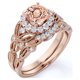 thumbnail image 1 of JeenMata Anillo Nupcial de 1,50 Quilates con Halo de Diamantes y Morganita de Talla Redonda Engastado en Oro Rosa Macizo de 10 K, 1 of 6