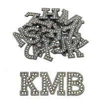 Uxcell Iron on Patch Decorative A-Z Black Glitter Alphabet Applique Rhinestone English Letter 26 Pack