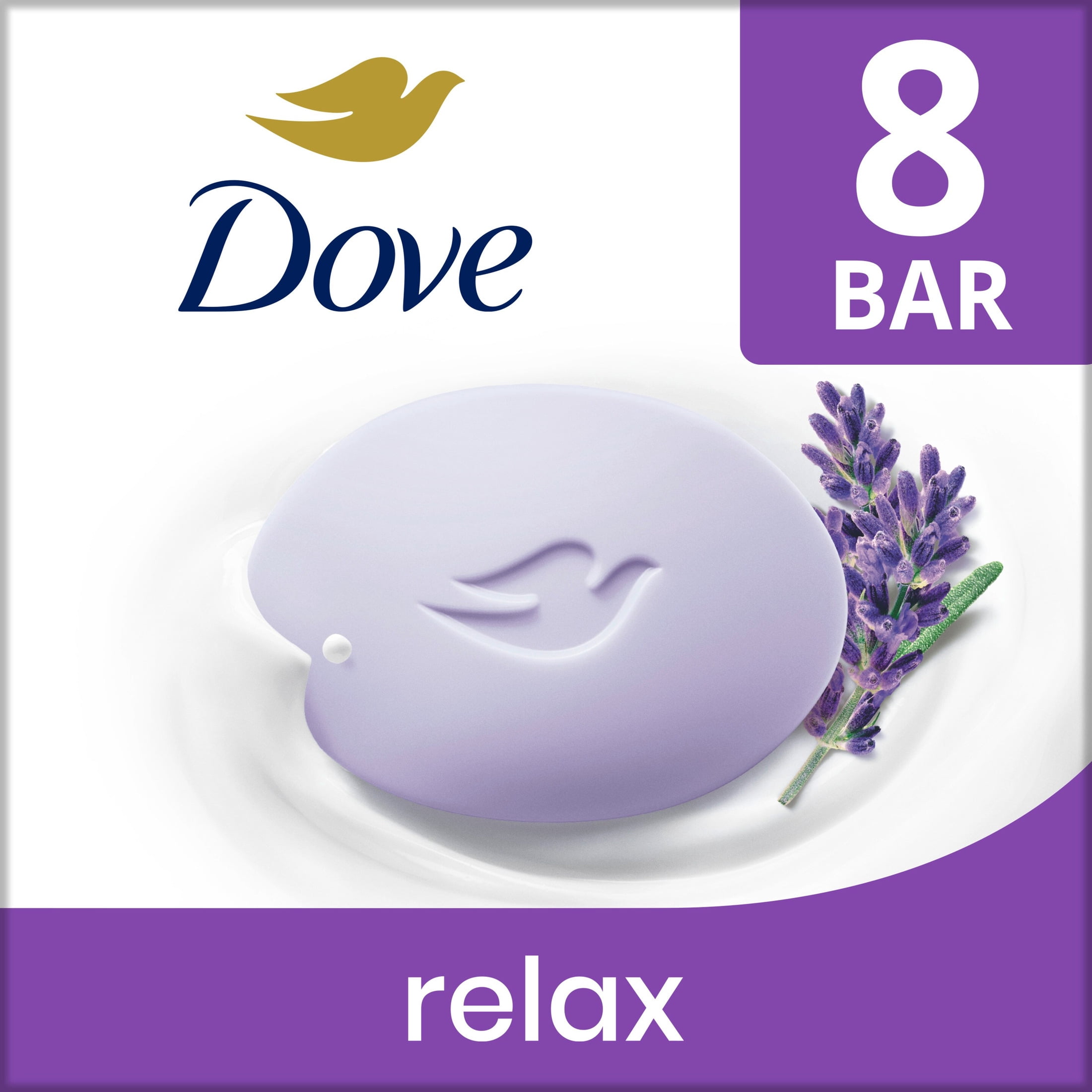 (4 pack) Dove Beauty Bar Soap For moisturized Skin, Relaxing Lavender Oil & Chamomile Calms Dry Skin, 3.75 oz 8 Bars