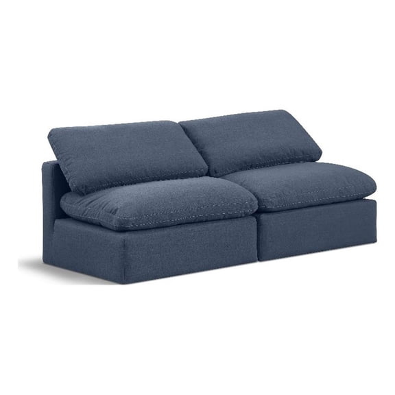 Meridian Furniture Indulge 70" Contemporary Linen Fabric Modular Sofa in Navy