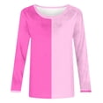 thumbnail image 4 of RXIRUCGD T-Shirts de Mode pour Femmes Col Rond Décontracté T-Shirt Ample à Manches Longues, Rose, Taille : m, 4 of 5