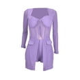 thumbnail image 4 of Liacowi Women Sexy 2 Piece Sheer Mesh Splicing Jumpsuit Outfit See Through Long Sleeve Corset Top Shorts Sets Party Clubwear, 4 of 6