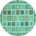 thumbnail image 1 of Ahgly Company Indoor Round Oriental Turquoise Blue Modern Area Rugs, 3' Round, 1 of 4