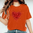 thumbnail image 4 of Shirts for Women Dgankt Women's Valentine's Day Short Sleeve Round Neck T-Shirt Letter Printed Solid Color Top, 4 of 6