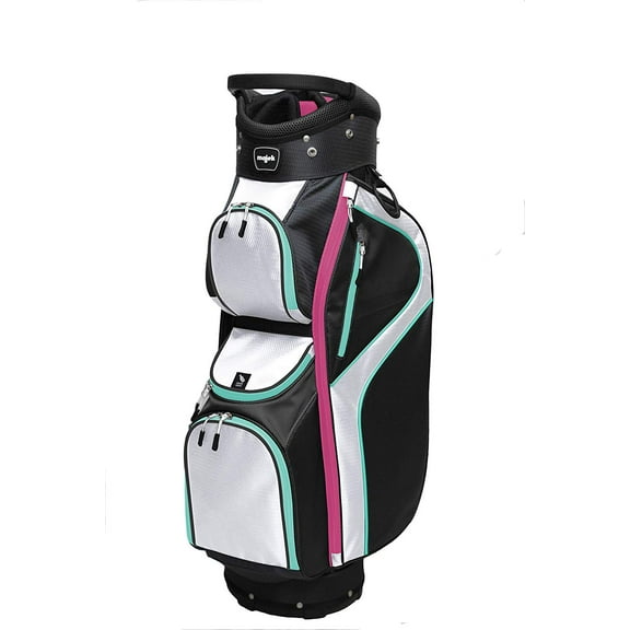 Majek Ladies Black White Teal Pink Golf Bag 9 inch 14-way Friendly Separator Top