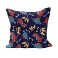 thumbnail image 1 of Dinosaur Fluffy Throw Pillow Cushion Cover, 3 Different Cartoon Dinosaurs Funny Expressions and Bones Theme, Decorative Square Accent Pillow Case, 16" x 16", Navy Blue Orange Red, by Ambesonne, 1 of 5