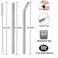 thumbnail image 2 of Ivyemons 4-Pack Silver 12" Stainless Steel Straws – ReusableMetal Straws with Brush for Stanley 40oz/30oz & Simple Modern Tumbler, 2 of 9