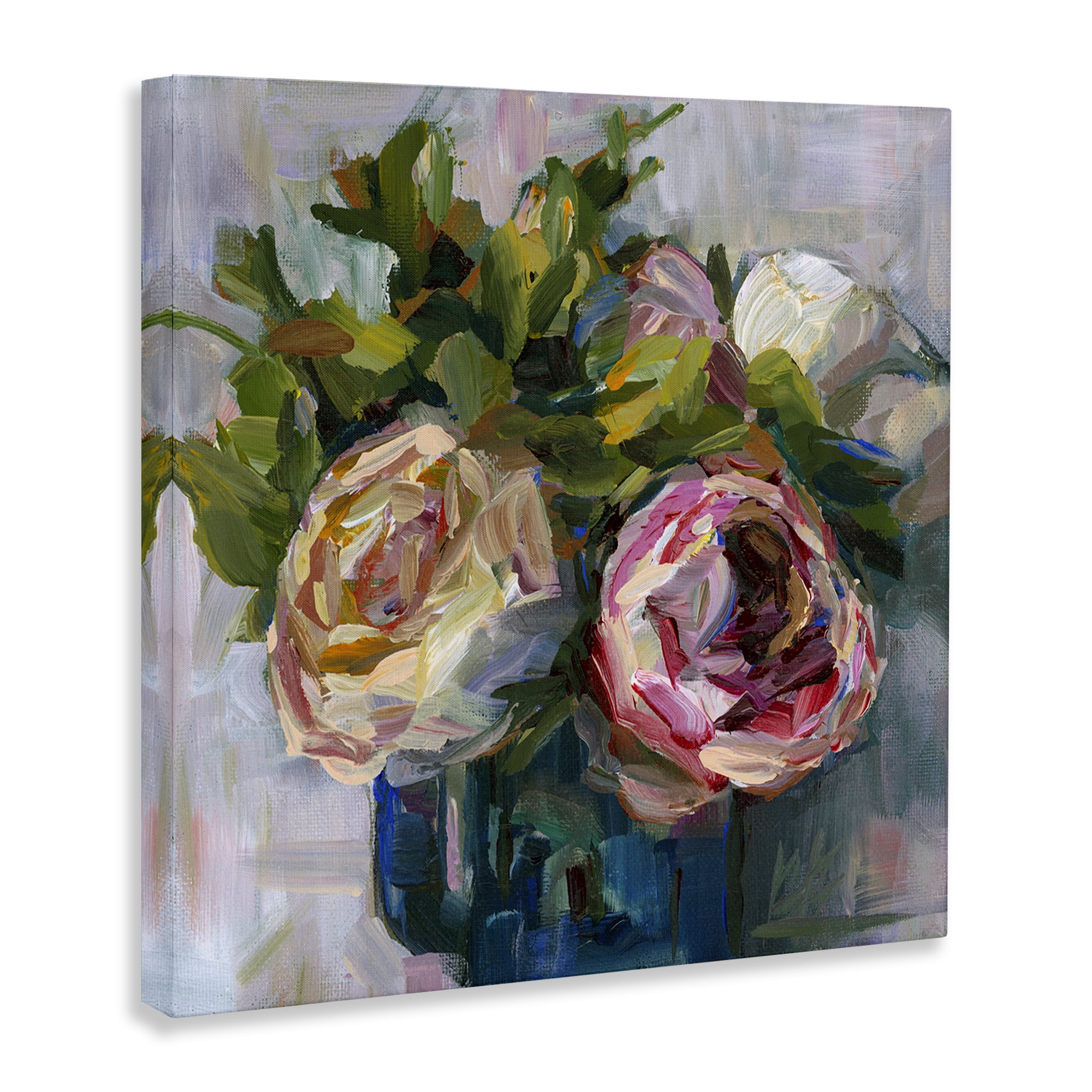 Stupell Industries Full Ranunculus Blooms Botanical & Floral Painting Gallery Wrapped Canvas Art Print Wall Art, 30 x 30