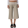 thumbnail image 2 of IYYVV Gaucho Pants Women Fold Over Cropped Capri Pants Low Rise Wide Leg Yoga Capris Palazzo Culotte Stretch Bottoms Khaki XL, 2 of 6