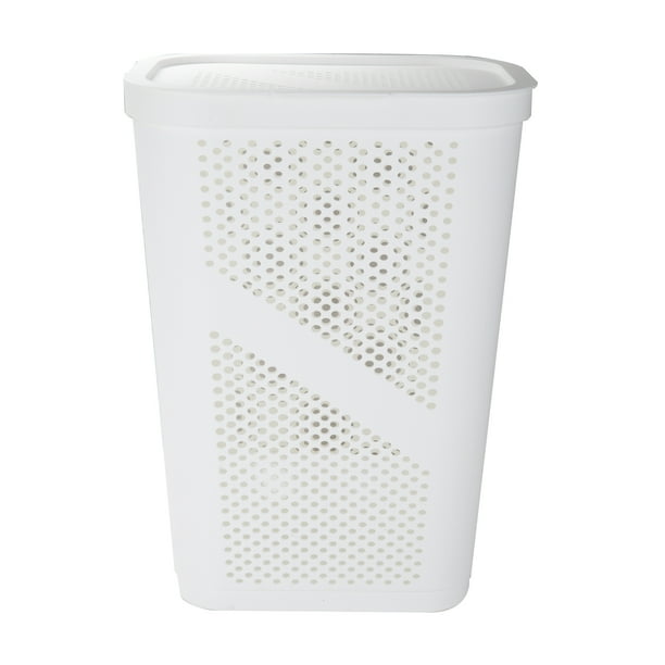 Mind Reader Lightweight Plastic Hamper 60 Liter/16 Gallon, White