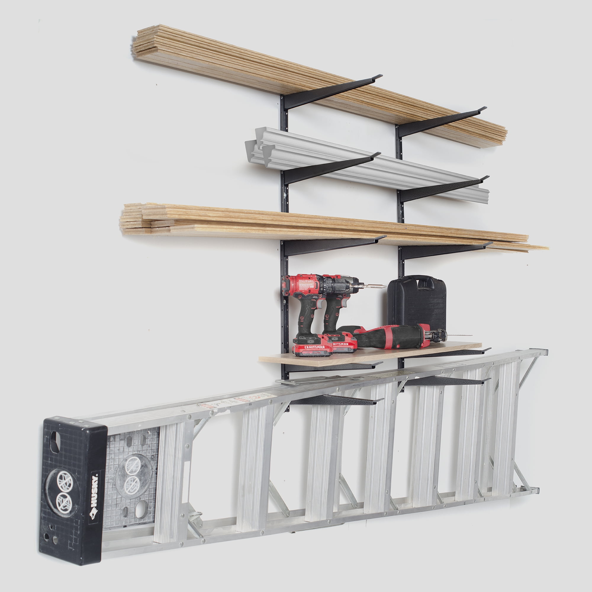 Delta 16 in. x 41 in. Heavy Duty Wall Rack, Adjustable 5 Tier Lumber Rack  Holds 800 lbs. Steel Garage Wall Shelf with Brackets HDRS3000 - The Home  Depot