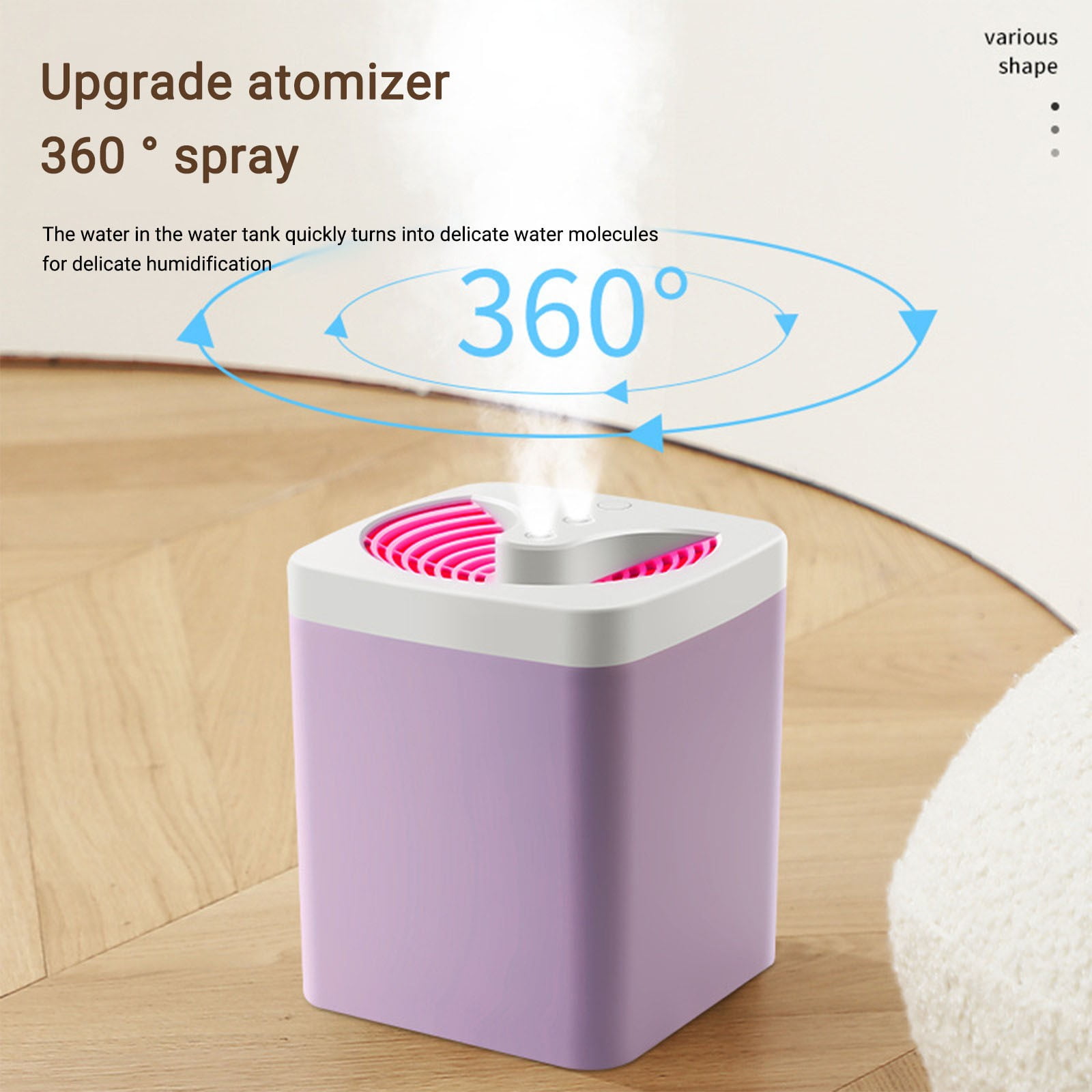 Cool Mist Humidifier 3L Large Capacity Air Humidifier, Quiet USB Humidifier with 3 Mist Modes LED Night Light, Auto Shut Off Humidifier for Bedroom Baby Room Office Home Use