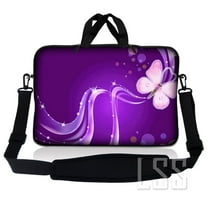 Laptop Skin Shop 8-10.2 inch Neoprene Laptop Sleeve Bag Carrying Case with Handle and Adjustable Shoulder Strap - Purple Butterfly Floral