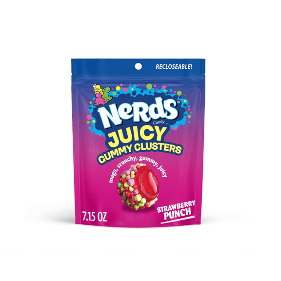 Juicy Gummy Clusters, Strawberry Punch, Juicy and Gummy Candy, 1 Stand Up Bag, for Snacking and Sharing, 7.15 oz
