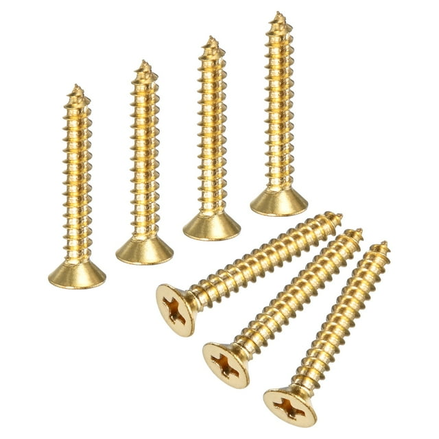 Uxcell Paquete de 50 Tornillos de Madera, M3.5 x 25mm Cabeza Plana Phillips de Latón