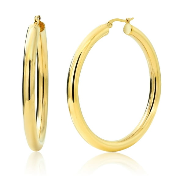 Gem Stone King Stainless Steel Yellow Hoop Earrings - 2 inches Wide Fashion Statement Jewelry for Women