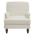 thumbnail image 2 of Hassch Classic Vintage Accent Armchair in Cream Linen Upholstery, Single Sofa Chair w/ Rolled Armrests and Solid Rubber Wood Legs, Easy to Assemble, 2 of 7