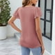 thumbnail image 5 of Camiseta Casual de Color Sólido Plisada en el Pecho 95% Poliéster 5% Spandex, Nueva Camiseta de Manga de Encaje para el Uso Diario, 5 of 8