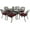 Dark Bronze/Chili Red, variant on MEETWARM 7-Piece Outdoor Patio Dining Set, All-Weather Cast Aluminum Patio Conversation Set for Garden Deck Backyard with 6 Chairs, 1 Rectangular Table, 2" Umbrella Hole, Dark Bronze