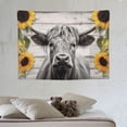 thumbnail image 4 of ONETECH  Sunflower Cow Tapestry Farmhouse Bull Floral Wall Art Western Rustic Farm Country Highland Cattle Funny Animal Wildlife Cute Milk Wall Hanging Bedroom Living Room Dorm Decor., 4 of 7