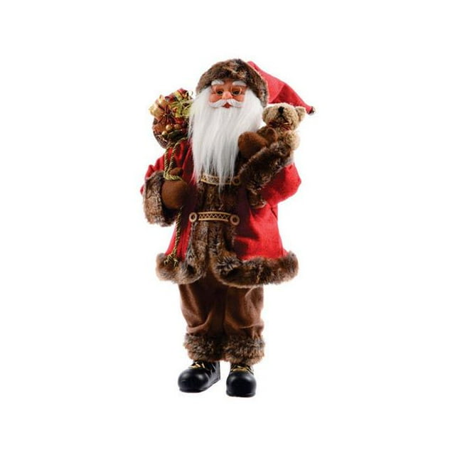 Decoris 9367137 Santa Greeter en Polyester avec Ours&44; Rouge - Pack de 2