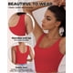 thumbnail image 4 of Top corto AURUZA sin mangas sin mangas con cuello en U rojo básico para mujer, 4 of 6