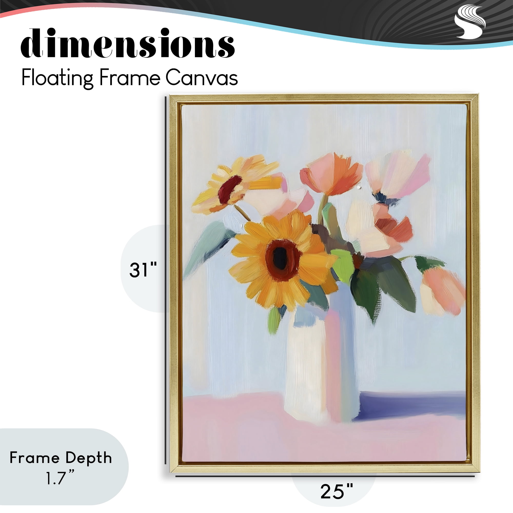 Stupell Industries Sleek Vase Bouquet Gold Framed Floater Canvas Wall Art, design by The Prints Vibe